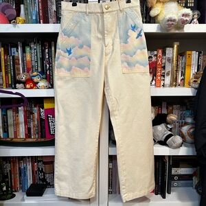 Big Bud Press Cream Pants with Gold Stitching